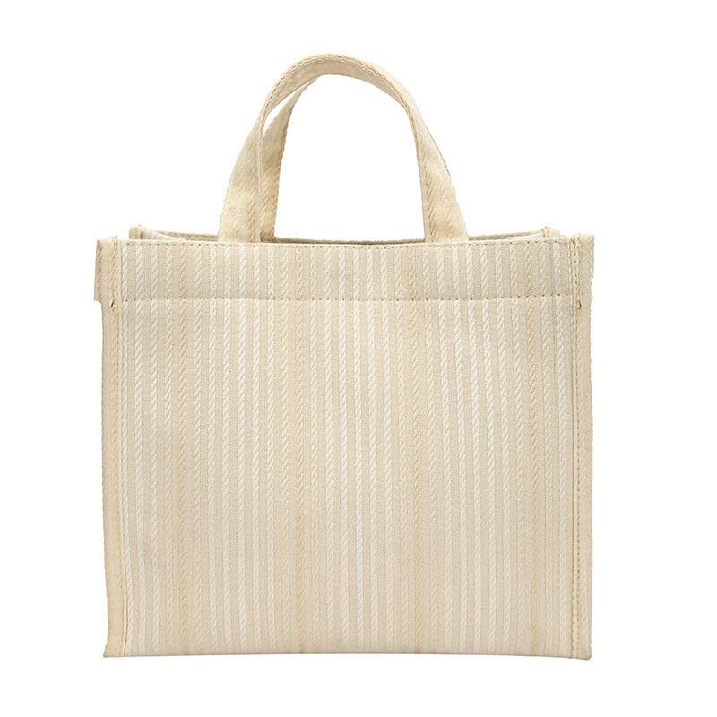 Sac Cabas en Toile Rayé Style Coréen Grande Capacité Pour Étudiants et Dames de Bureau