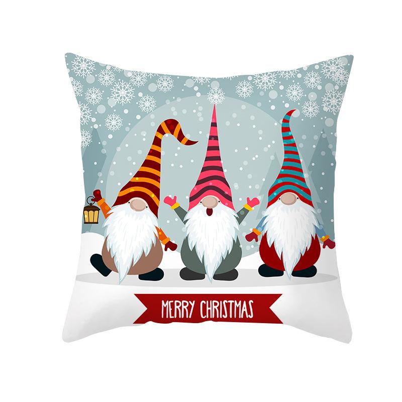 Cartoon Printed Christmas Pillow Case Peach Skin Santa Claus Wish Pillow Home Sofa Cushion
