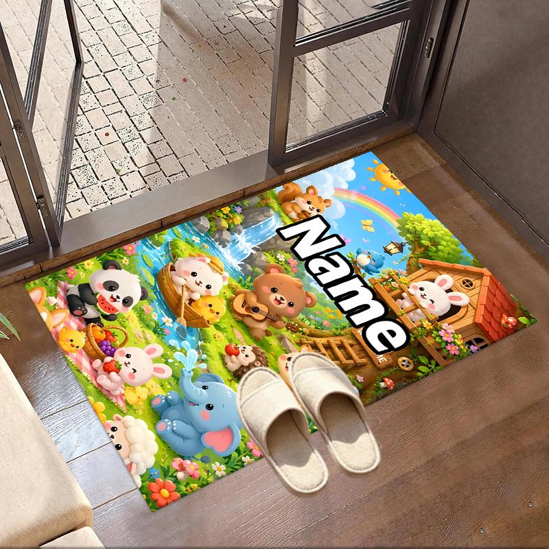 Custom Name Personalized Masha and The Bear Print Carpet, Versatile Home Decor Rug, for Playroom, Apartment, Balcony, Entryway, Hallway Gift