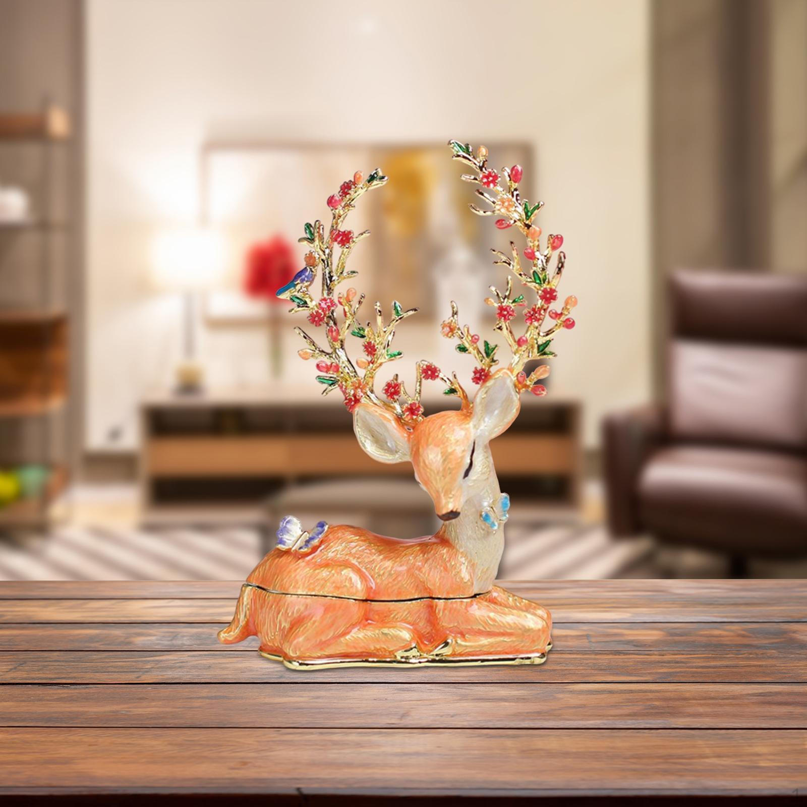 

Шкатулка для безделушек в виде лося, эмалированная бижутерия, хорошая творческая фигурка животного, декоративная оранжевый