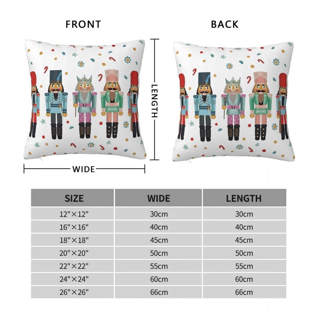 Nutcracker Party Merry Christmas Pillowcase Printed Fabric Cushion Cover Gift Pillow Case Cover Living Room Zipper 18''