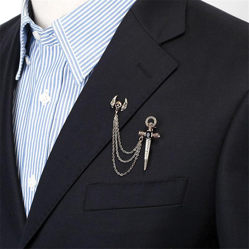 2pcs Chain Tassel Blouse Shirt Collar Tip Pin Brooch Clip Shirt Collar Pins