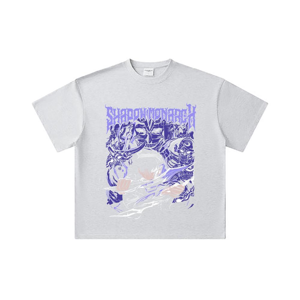 260 GSM Double Yarn 32 Count 100% Cotton Solo Leveling V19 Print Unisex Heavy Cotton T Shirt