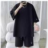 Completo Moda Estiva Uomo Marca Trendy Set Bello con Pantaloncini Corti Casual Sportivi Jacquard a Maniche Corte Completo Due Pezzi