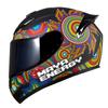 DOT Certified Unisex Motorcycle Helmet with Totem Pattern Four Seasons Full Face Helmet with Large Tail Wing for Bikers