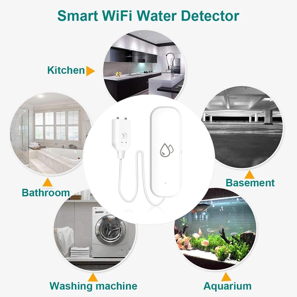 Tuya WiFi Water Leakage Sensor Alarm Water Leak Detector Flood Alert Overflow Security Alarm System SmartLife App Remote Control