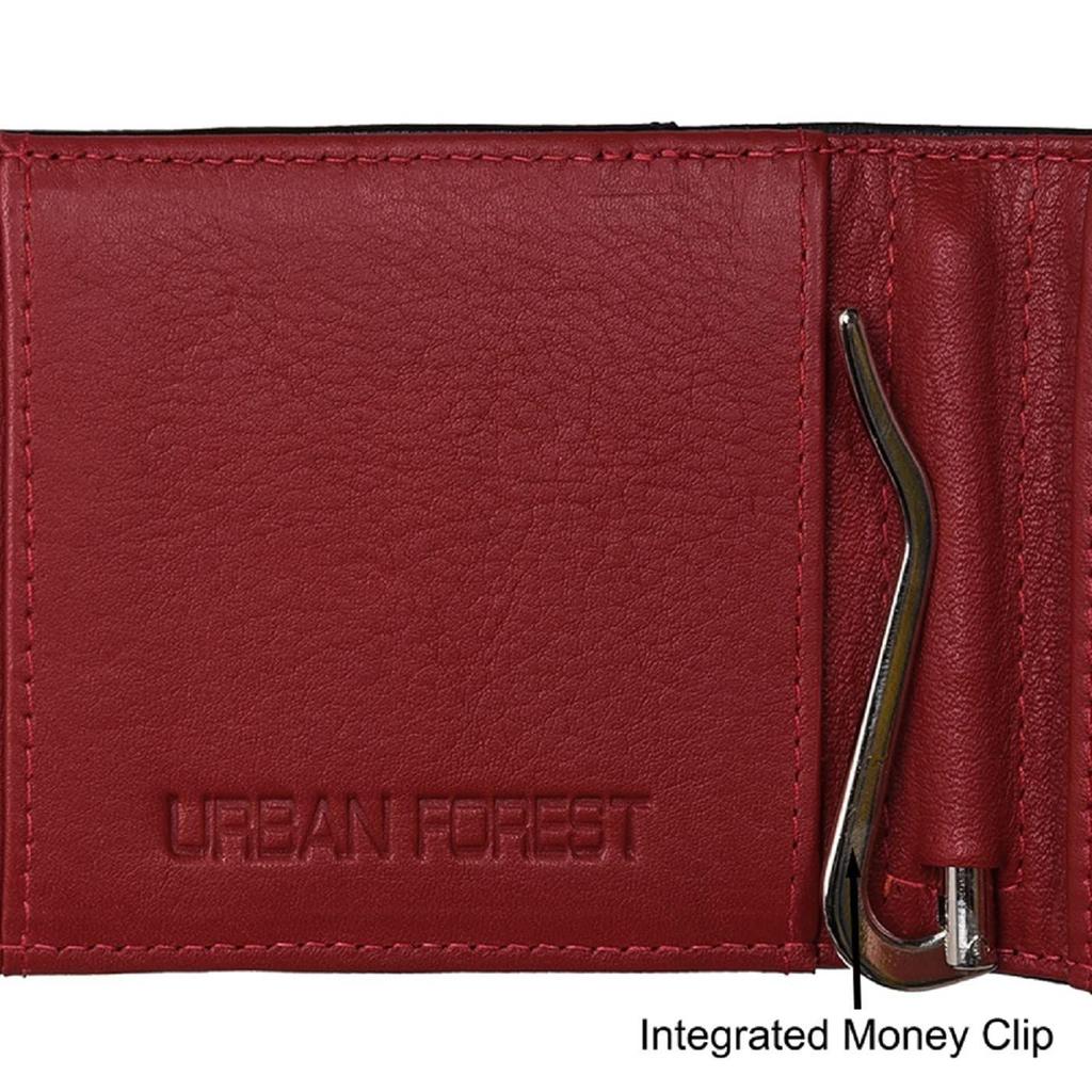 Eddy Black/Red Money Clip Leather Wallet for Men