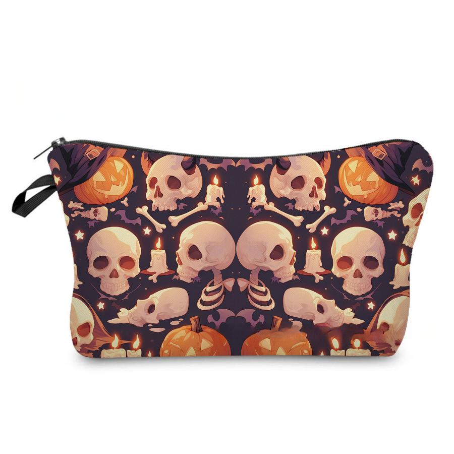 Women Skeleton Print Cosmetic Bag Toiletries Organize Travel Storage Case 6963 KTB