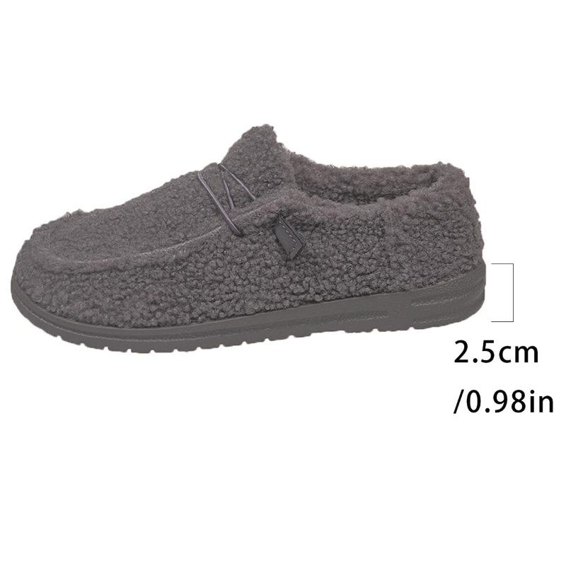 Plus - Size Women's 2025 New - Style Korean - Style Fleece - Lined Fuzzy Sheepskin - Lined Driving Moccasins for Winter - Outdoor Wear, Flat - Soled