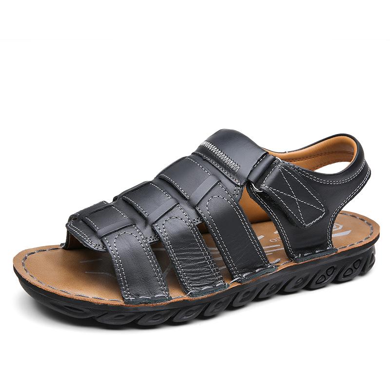 Fashion Fashionable Summer New Outdoor Anti Slip Water Wading Genuine Leather Sandals High-quality Men Comfortable Soft Bottom Slippers