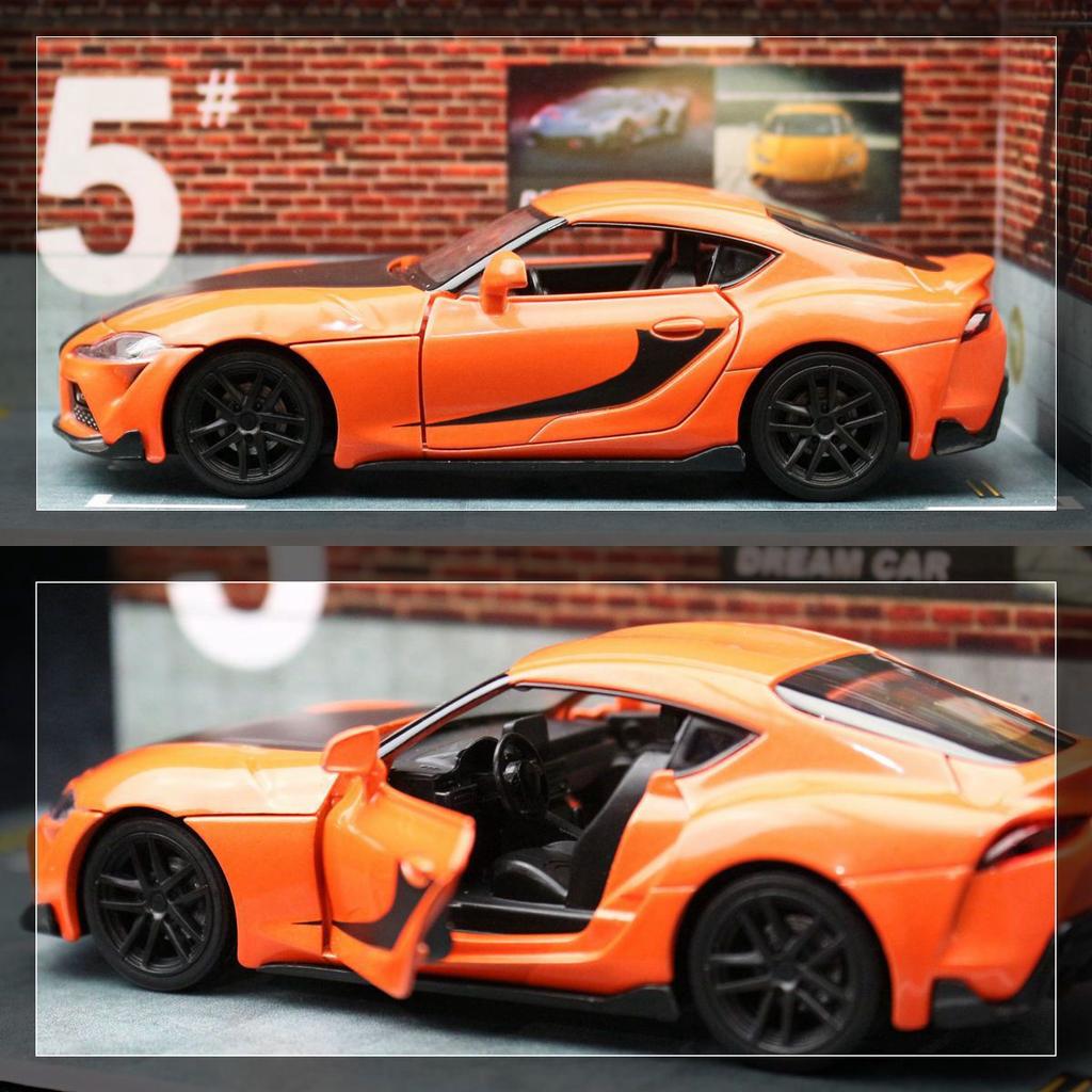 1/32 Toyota Supra GR Fast & Furious Supercar Alloy Car Model Sound and Light Pull Back Children's Toy Collectibles Birthday Gift