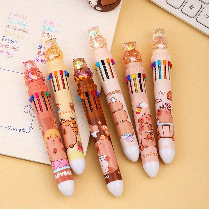 36 Pcs with Box New Crystal Capybara 10 Colors Ballpoint Pen Cute Handbook Pen Cartoon Gift Student Stationery Back to school season