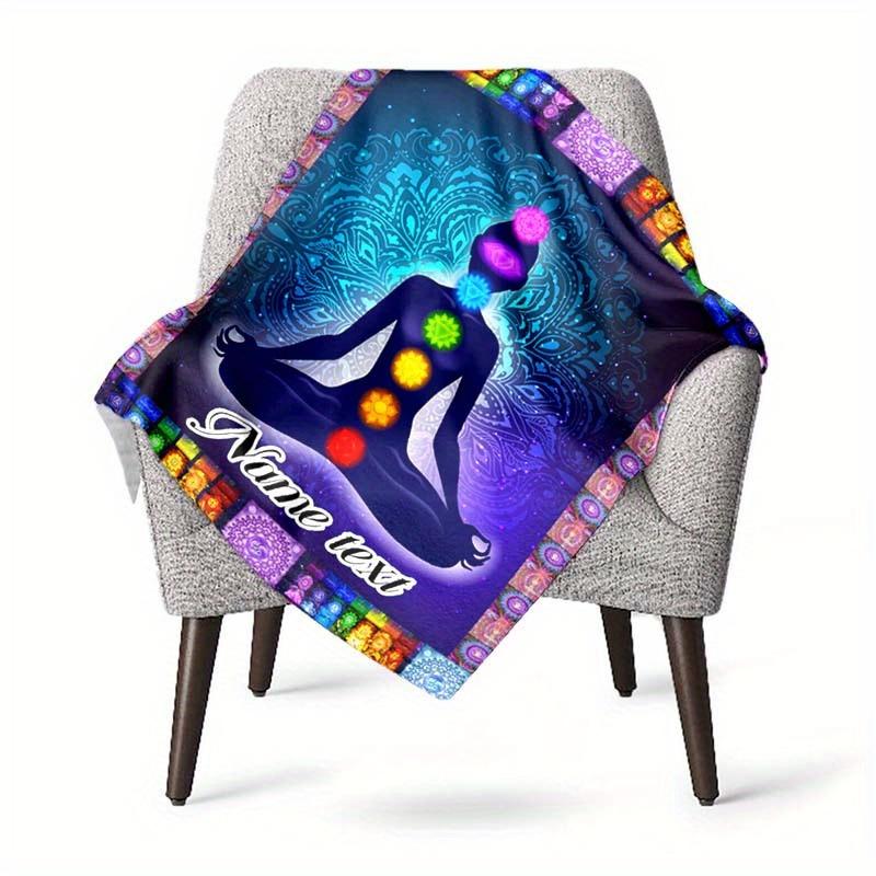 Chakra Customized Your Name Blanket Warm Comfortable Soft Blanket For Chair Office Sofa Bed Sofa Office Camping Suitable For Gifting Relatives And