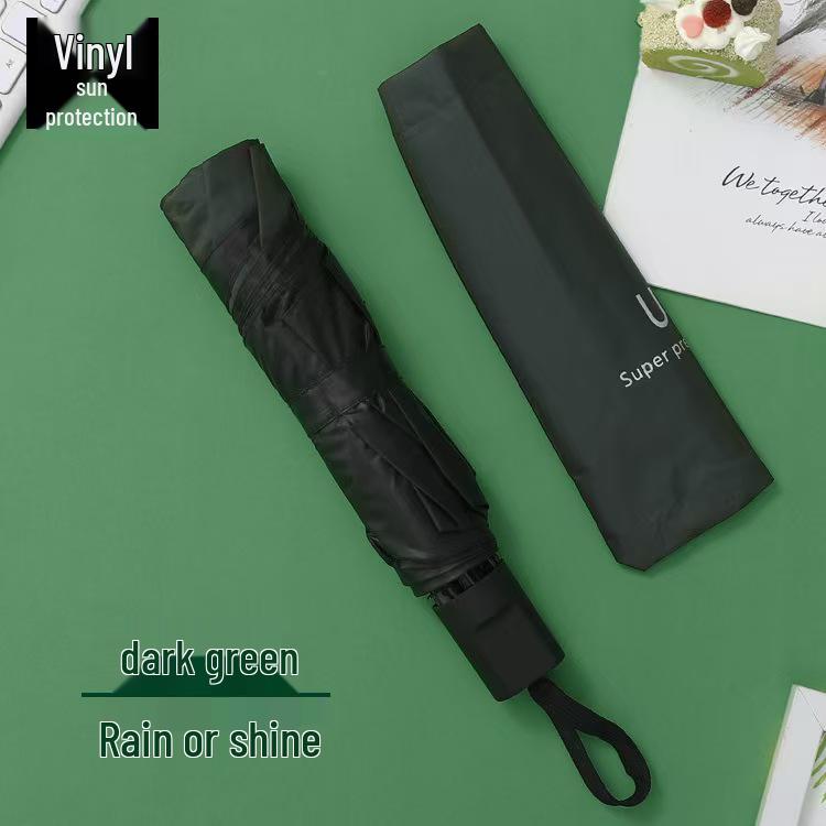 

Triple Fold Black Glue UV Protection Umbrella - Sun & Rain Couple Umbrella with Custom Logo Option темно-зелений колір