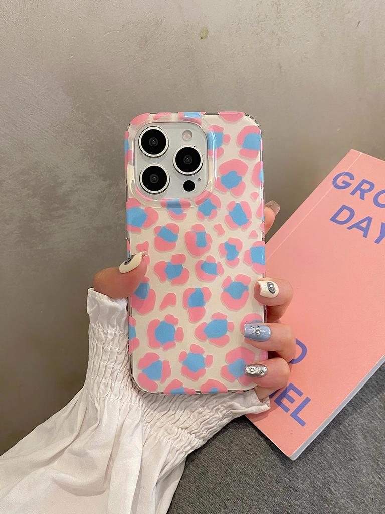 Cute Pink Leopard Print Phone Case for iPhone 17 16 15 14 Pro Max 13 16Pro 15Pro Green Leopard Stylish Lovely Soft Cover Case