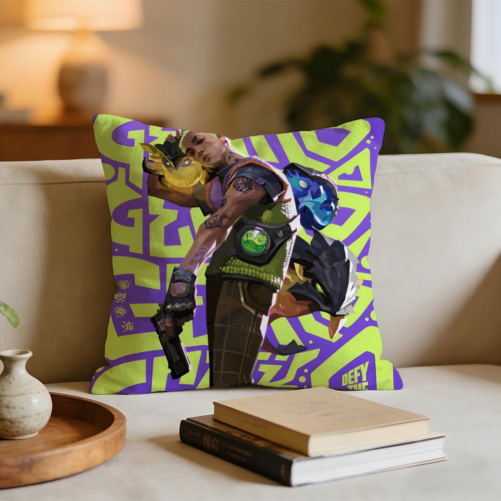 Cool Anime Games VValorant Icons Cushion Cover Short Plush Pillowcase for Bed Sofa Carwashable