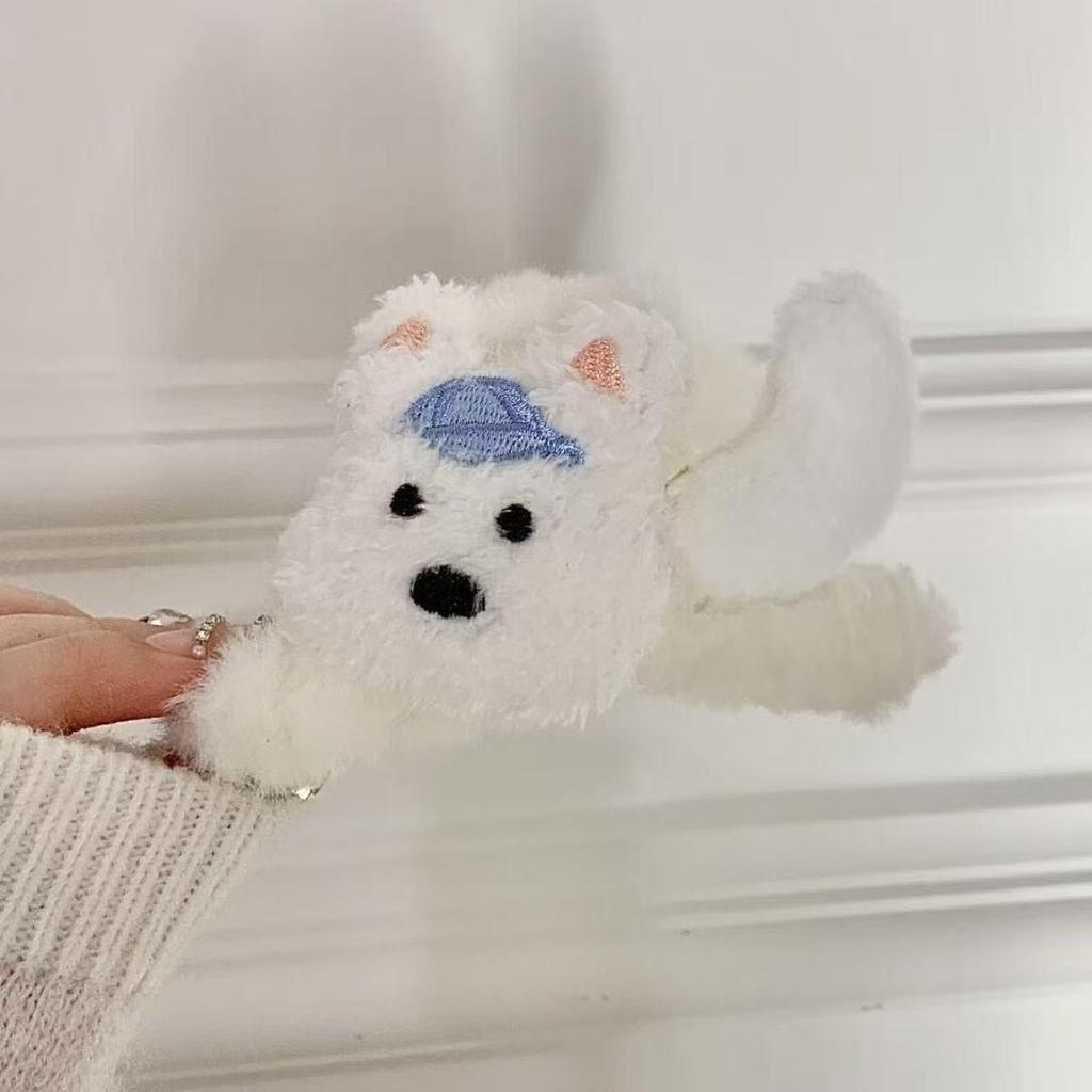 Cartoon West Highland Terrier Plush Hair Clip: Soft, Cute Puppy Shark Clip for Women's Updo Headwear