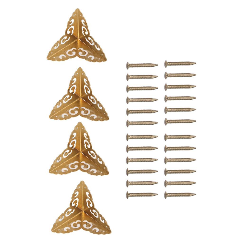 4pcs Brass Jewelry Box Corners Retro Cloud Totem 5cm Side Length High Strength Box Corner