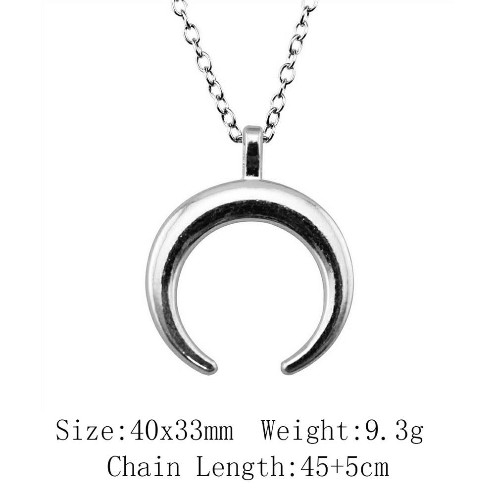Punk Witch Horn Crescent Pendant Necklace For Women Men Half Moon Necklace Crescent Lune Necklace