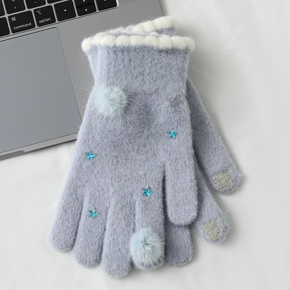 Touch-screen Warm Knitted Gloves Cold Protection Girls Winter Gloves Full Fingers Mittens  Cycling