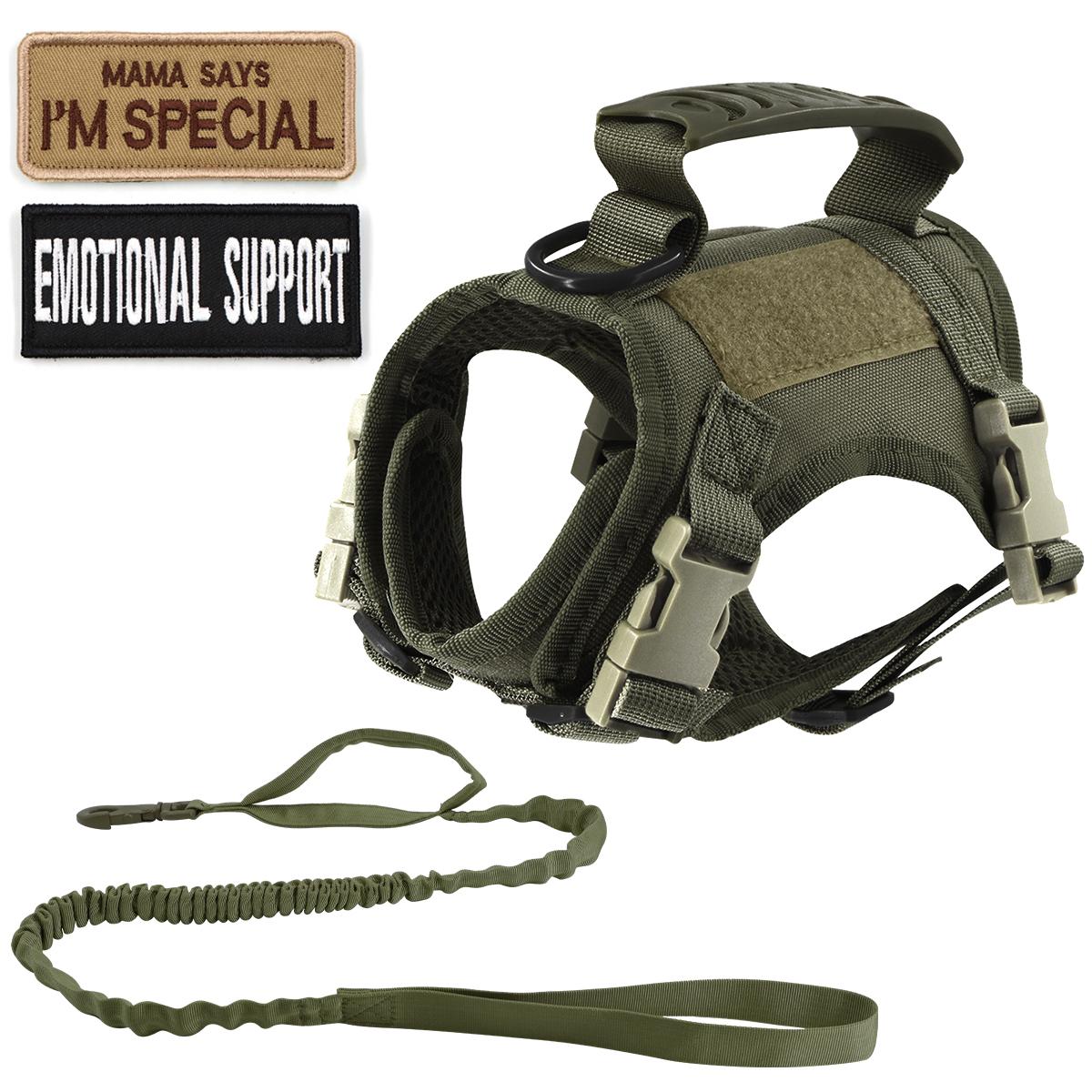 

Тактический поводок для маленьких собак и кошек с нашивками, рабочие тренировочные ремни для щенков с ручкой, мягкий сетчатый регулируемый жилет для домашних животных K9