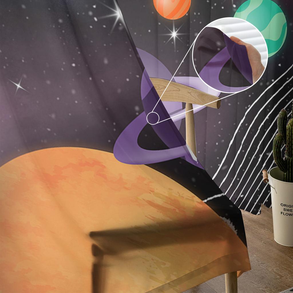 Universum Stern Planet Tüll Fenstervorhang Transparent Volants Vorhänge Für Wohnzimmer Heimdekoration Drapierung Paneel