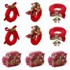 Christmas Napkin Rings for Holiday Table Decors Durability Polyester Dinner Party Accessories Easy Setups Long Last