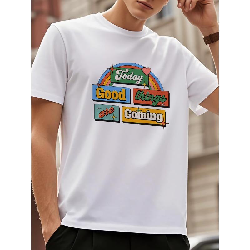 

Colorful Wind-themed Printed Short Sleeves, Suitable for Daily Wear or Occasions to Inspire Yourself or Others, for Those Pursuing Positive Energy S белый