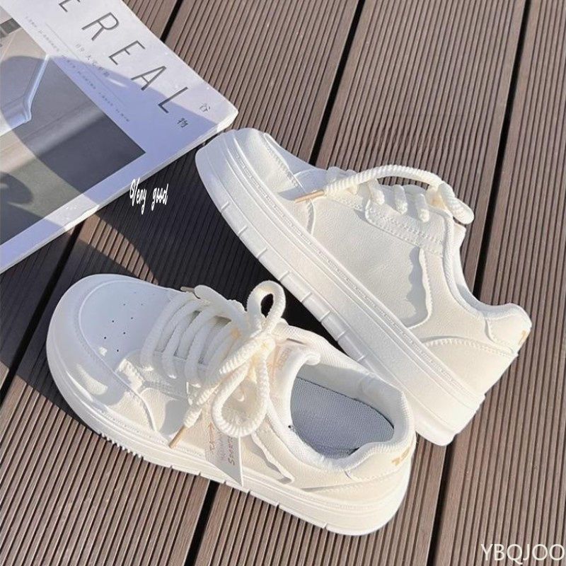 New Fashionable Comfort Women Flat Shoes Autumn Lightweight Breathable White Casual Sports Shoes Lace Up Women Platform Shoes