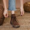 Retro Brown Martin Boots Women's 2025 New Spring and Autumn British Style Platform Short Boots Popular Matte Leather Tooling Boots