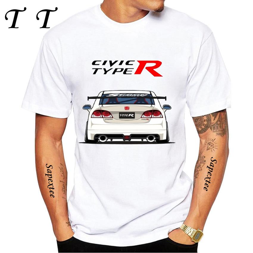 New Summer Men Short Sleeve JDM INLANDSMARKT T-Shirt Civic Type R i-Vtec Car Interior Classic T shirts Boy Casual White Tees