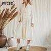 Women's Fashion Spring Autumn Solid Color Print POLO Neck Long Sleeve Casual Dresses