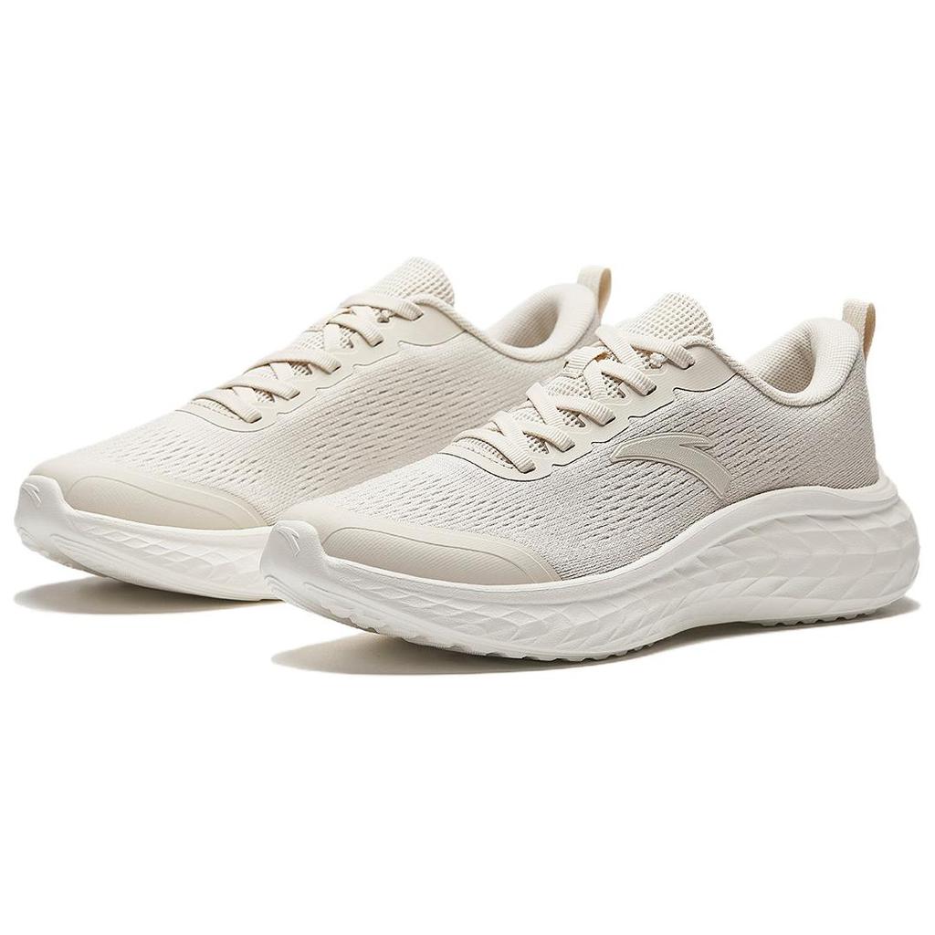 Anta Qingyun 2.0 Fashion Versatile Shock Absorbing Wear Resistant Low Top Casual Running Shoes Women sneaker Gray Beige 122415501S-1