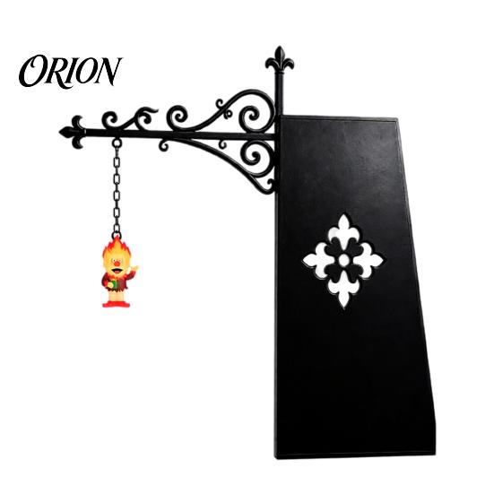 Thickened Iron Wall Mount Vintage Hanging Stand, Retro Decorative Hook Rack for Small Night Light Ornaments, Black Wrought Display Holder Shop