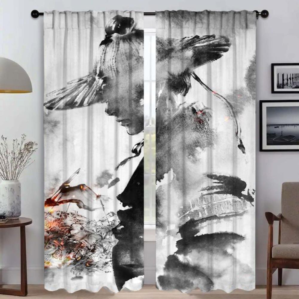 Zasłony do sypialni kolorowy obraz zasłona do salonu dekoracja na Halloween rolety zasłony do wnętrza domu 2 sztuki przegroda