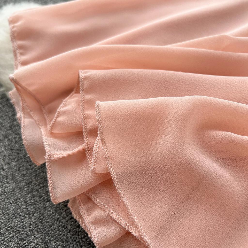 Socialite Sle Vacation Skirts Sexy Square Collar Slim fit Mid-Length Design Sense Frill Big Hemline Sling Dress Women