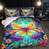 3pcs Vibrant Butterfly Floral Bedding Duvet Cover Set Butterfly Garden Bedding Set Colorful Butterfly Themed Tropical Butterfly