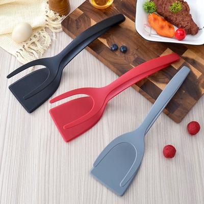 Pinzas de espátula de silicona antiescaldaduras, herramienta de cocina multifuncional, mango ergonómico antideslizante, pinza para pala de alimentos