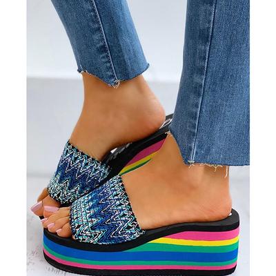 Sommer Keile Slides Rainbown Plattform Sandalen Frauen Pantoletten Schuhe Mode Slipper Sandalen Gemütliches Gehen