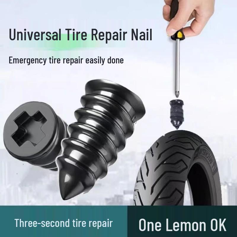Car & Motorcycle Tire Puncture Repair Tool with Mushroom Nail Glue