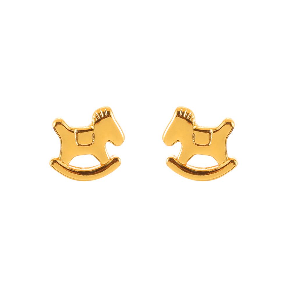 Customized Glossy Geometric Rocking Horse Earrings for Women - Elegant Retro Accessories