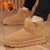 Winter Herren High-Top Ein-Pedal Dicksohlige Kurze Stiefel, Gefütterte und Verdickte Warme Baumwollschuhe, Nordost Kältebeständige Wasserdichte Schneestiefel