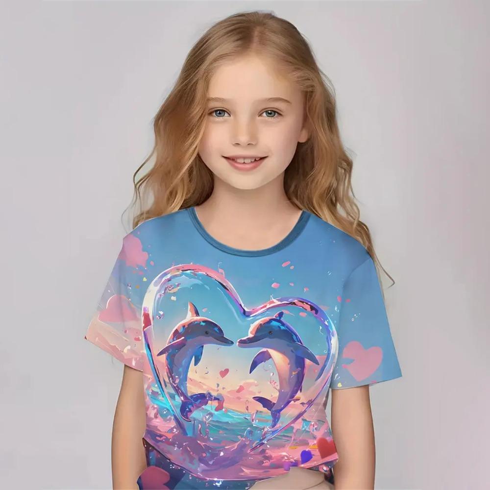 Girl Clothes Cartoon Cute Rabbit 3D Print Funny Animal Lover Boy Girl Short Sleeve tops 4-14Y