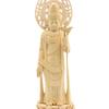 special Buddhist statue Seikannon inches height 23 width 9 depth carved cypress wood with a jeweled halo and round base 8114 Kurita's [Bodhisattva]