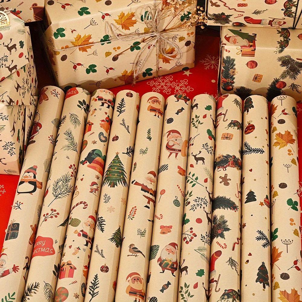 10 rolls of Christmas wrapping paper, suitable for factory use, ideal for packaging New Year gifts, birthday gifts, gift boxes