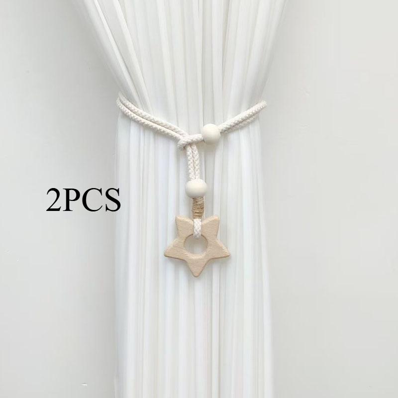 2PCS.High-End Wood-Style Curtain Tieback Balls, Adjustable Punch-Free Straps, Luxury Decor for Living Room & Bedroom
