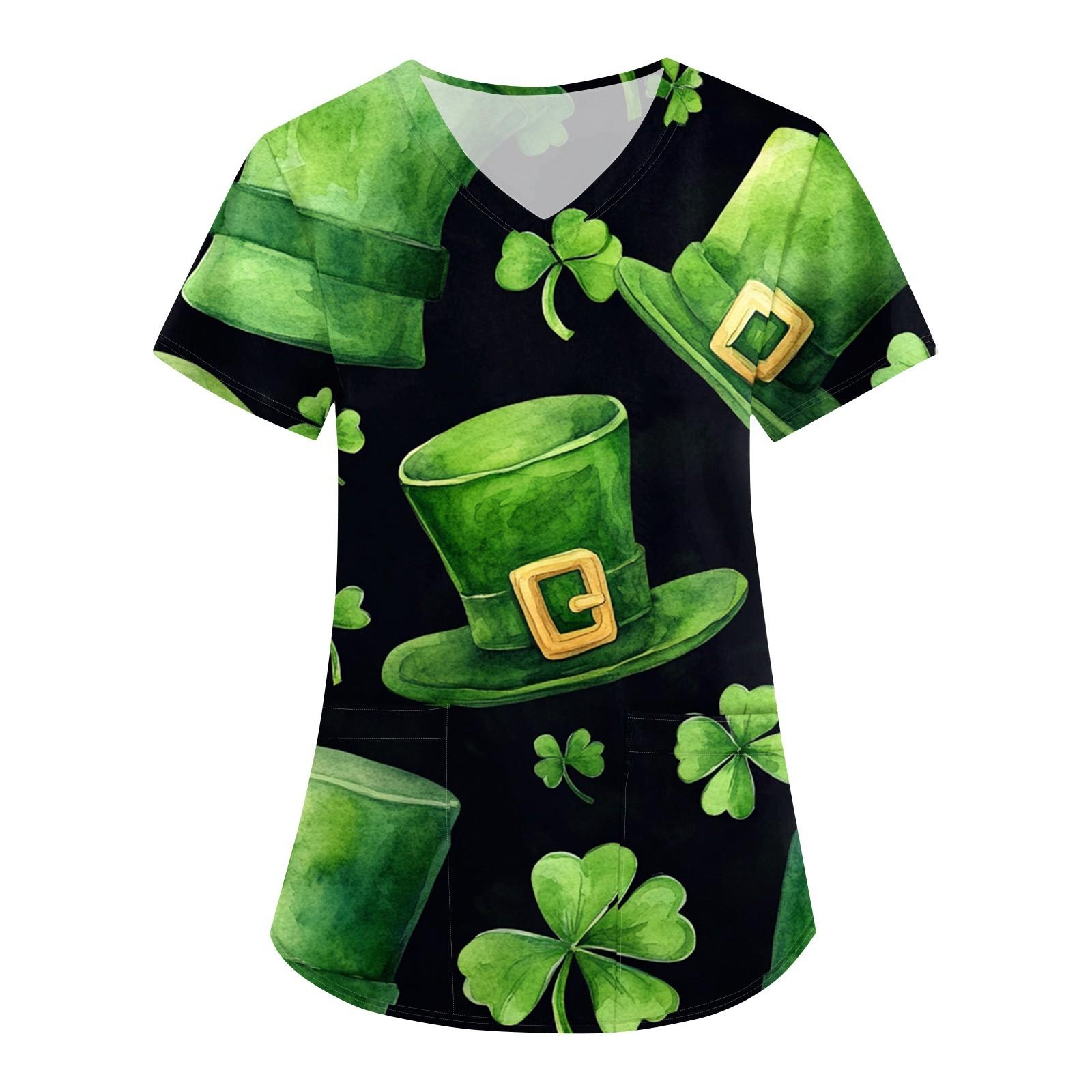 

Женская модная рабочая одежда с V-образным вырезом, короткими рукавами и карманами. Верхняя одежда с принтом Патрика L чёрный