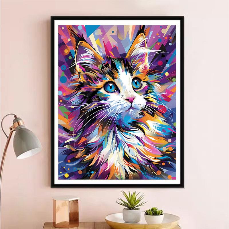 5d DIY Diamond Painting Cross Stitch Watercolor Animal Cat Diamond Embroidery Mosaic Full Round Drill Home Decor Arts