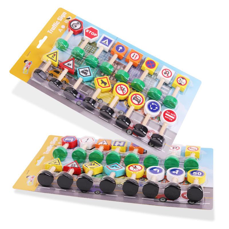 Children's Wooden City Traffic Road Sign Educational Building Blocks Toy