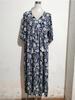 Women Summer Boho Ethnic Print Mid Sleeve Dress Loose High Waist Comfortable Cotton Long Dress Slimming Flattering Fit